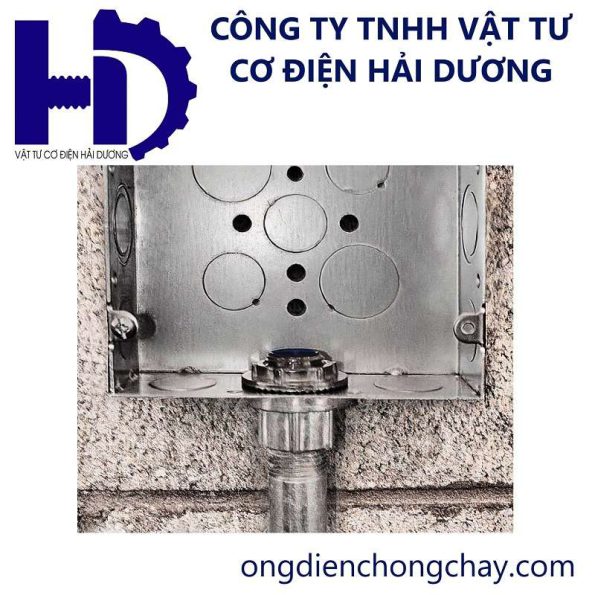 Đầu nối ống thép luồn dây điện ren với hộp điện